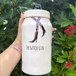 Rae Dunn White Halloween Canister - The Witch Is In